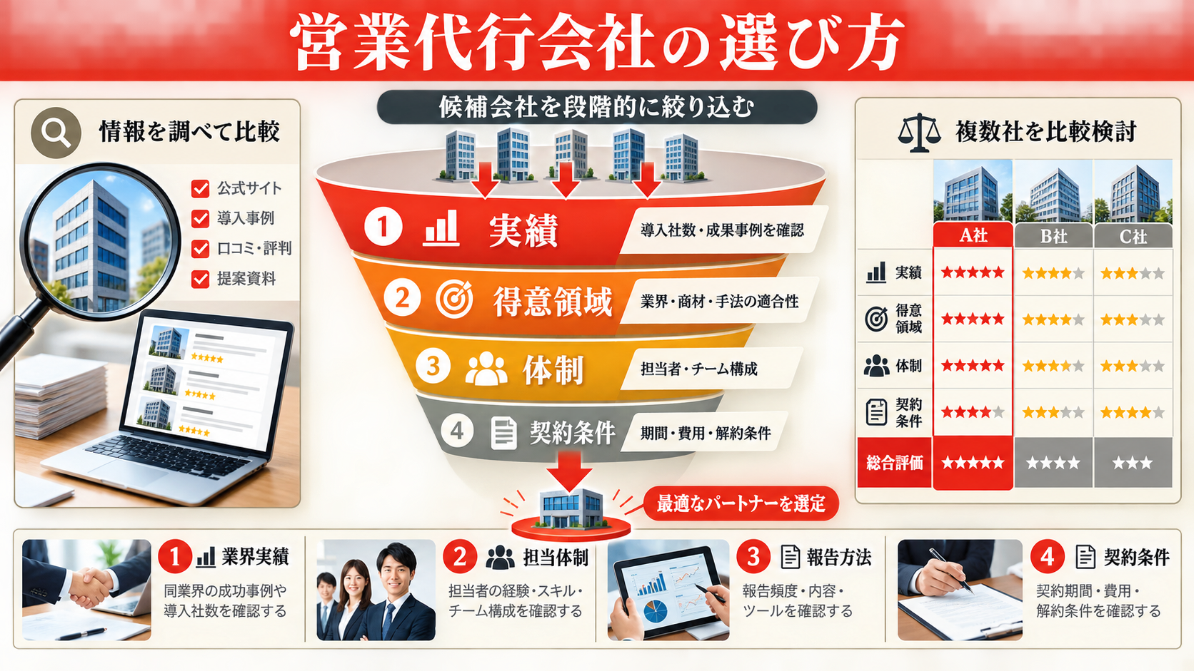 営業代行会社の選び方のポイントを示すチェックリスト（達人ラボ）