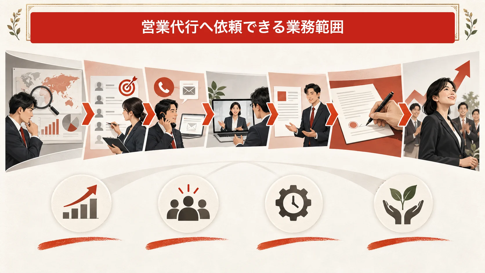 営業代行へ依頼できる業務範囲の図解|達人ラボ