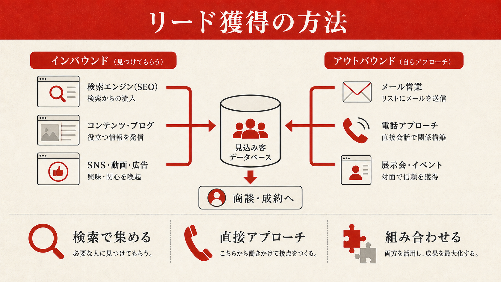 リード獲得の方法（インバウンドとアウトバウンド）