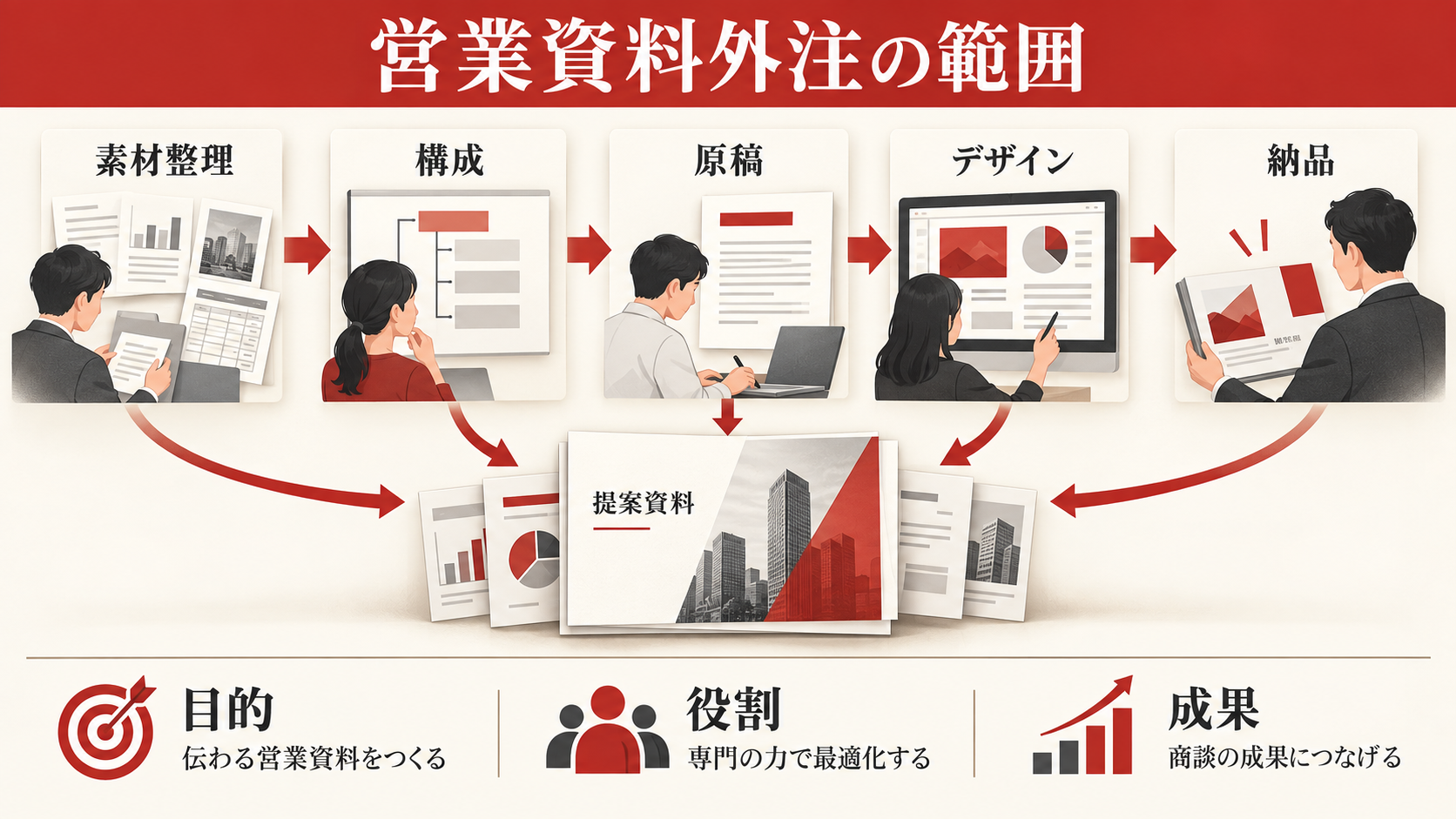 営業資料・提案書を外注できる範囲の図解｜達人ラボ