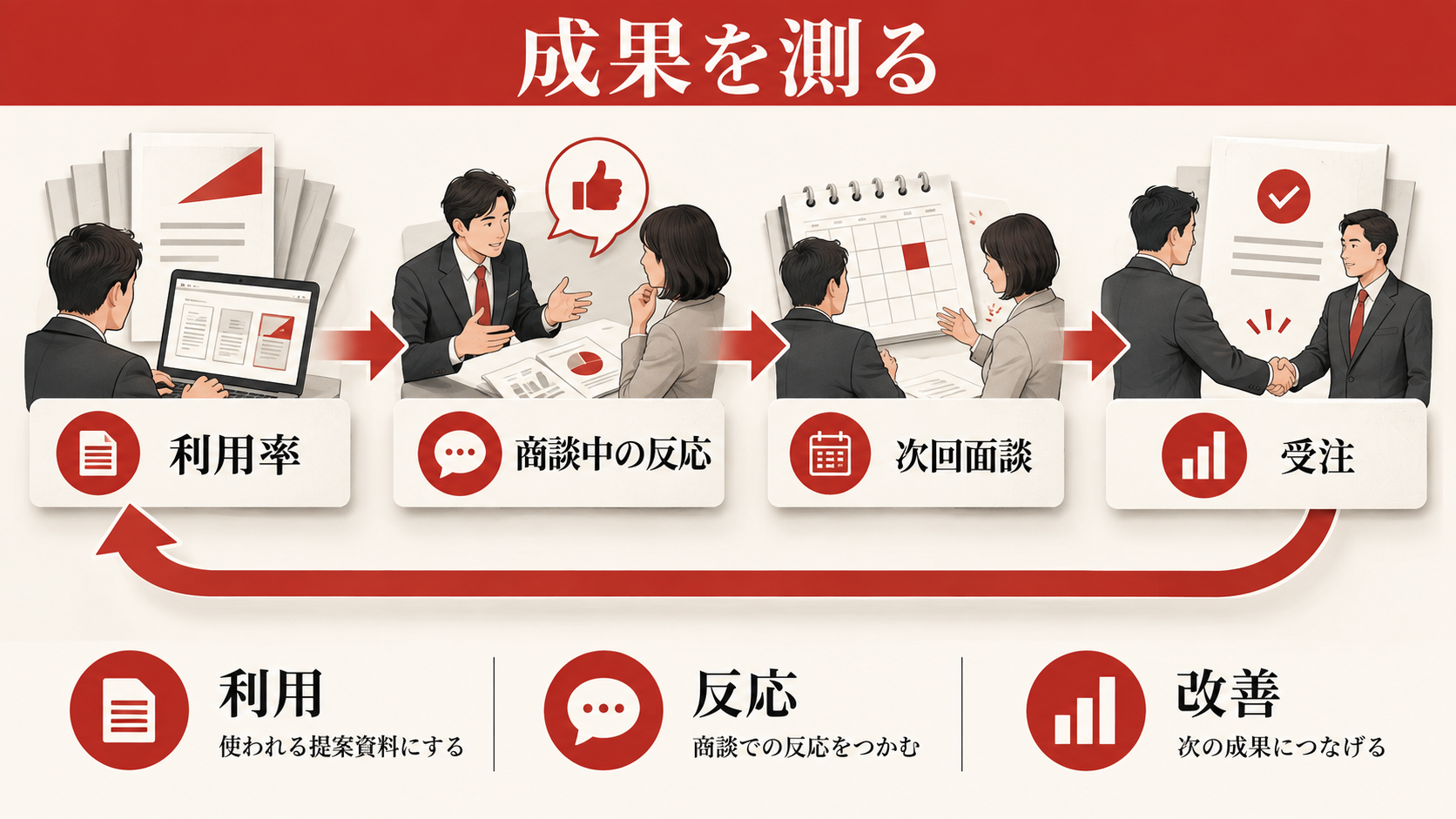 完成後に成果を測り、資料を更新する方法の図解｜達人ラボ