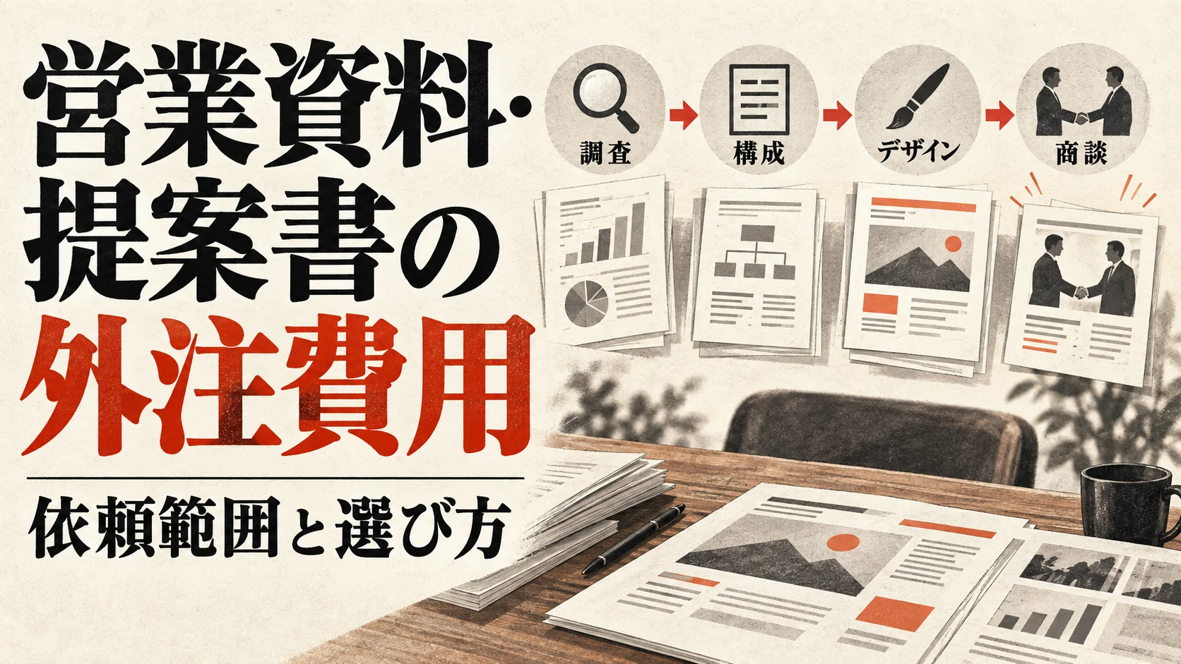 営業資料・提案書の作成を外注する費用｜依頼範囲と制作会社の選び方｜アイキャッチ