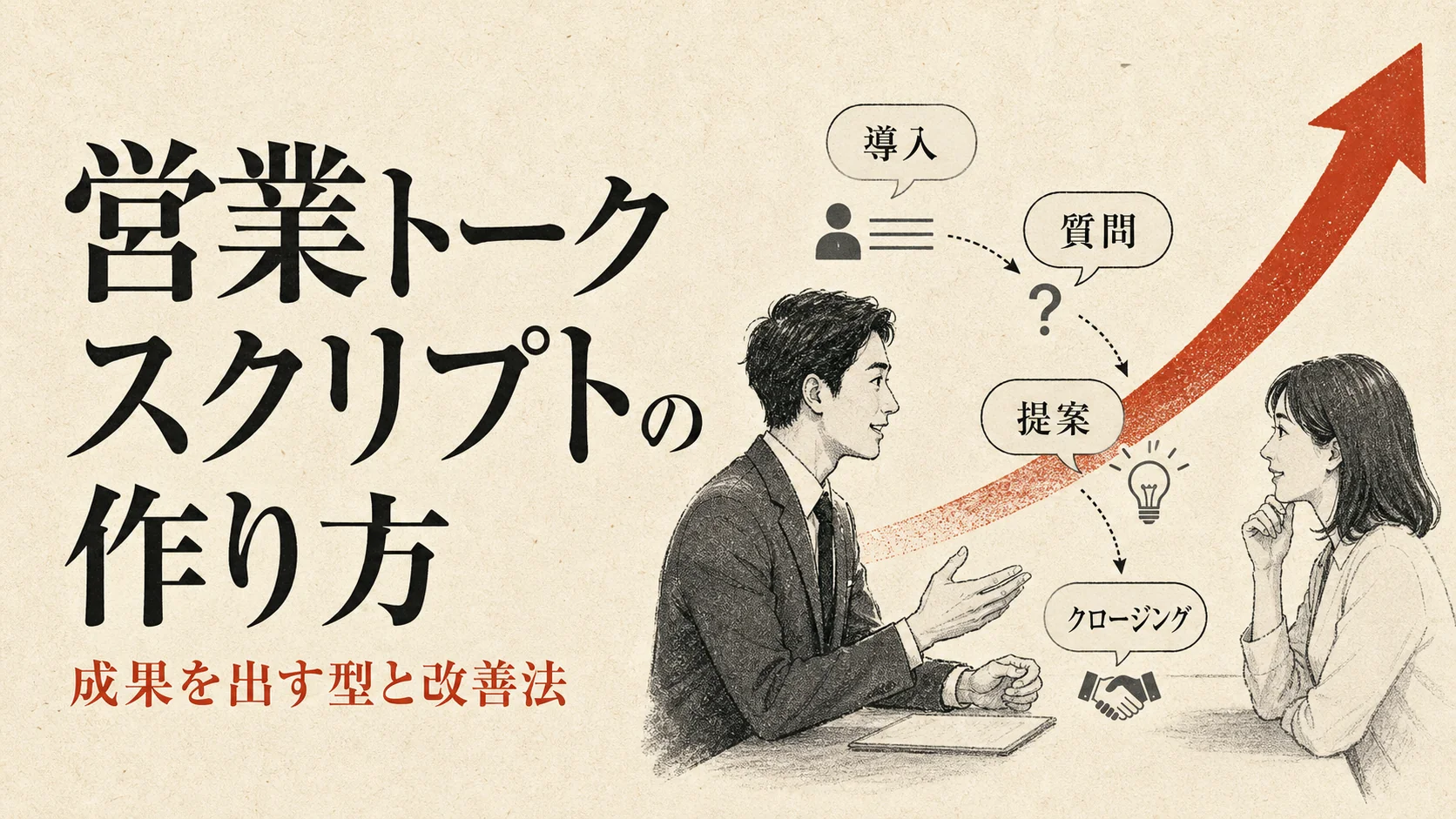 営業トークスクリプトの作り方｜商談で使える構成例と改善方法｜アイキャッチ
