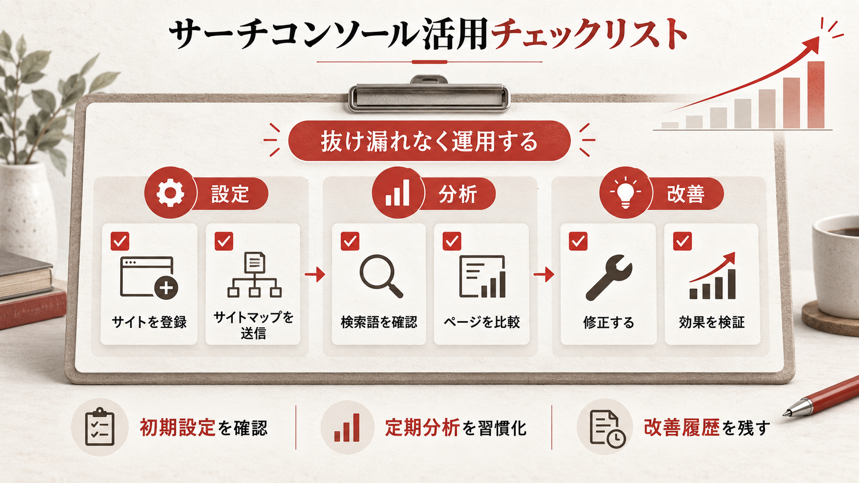 サーチコンソール活用チェックリストを整理した図解(達人ラボ)