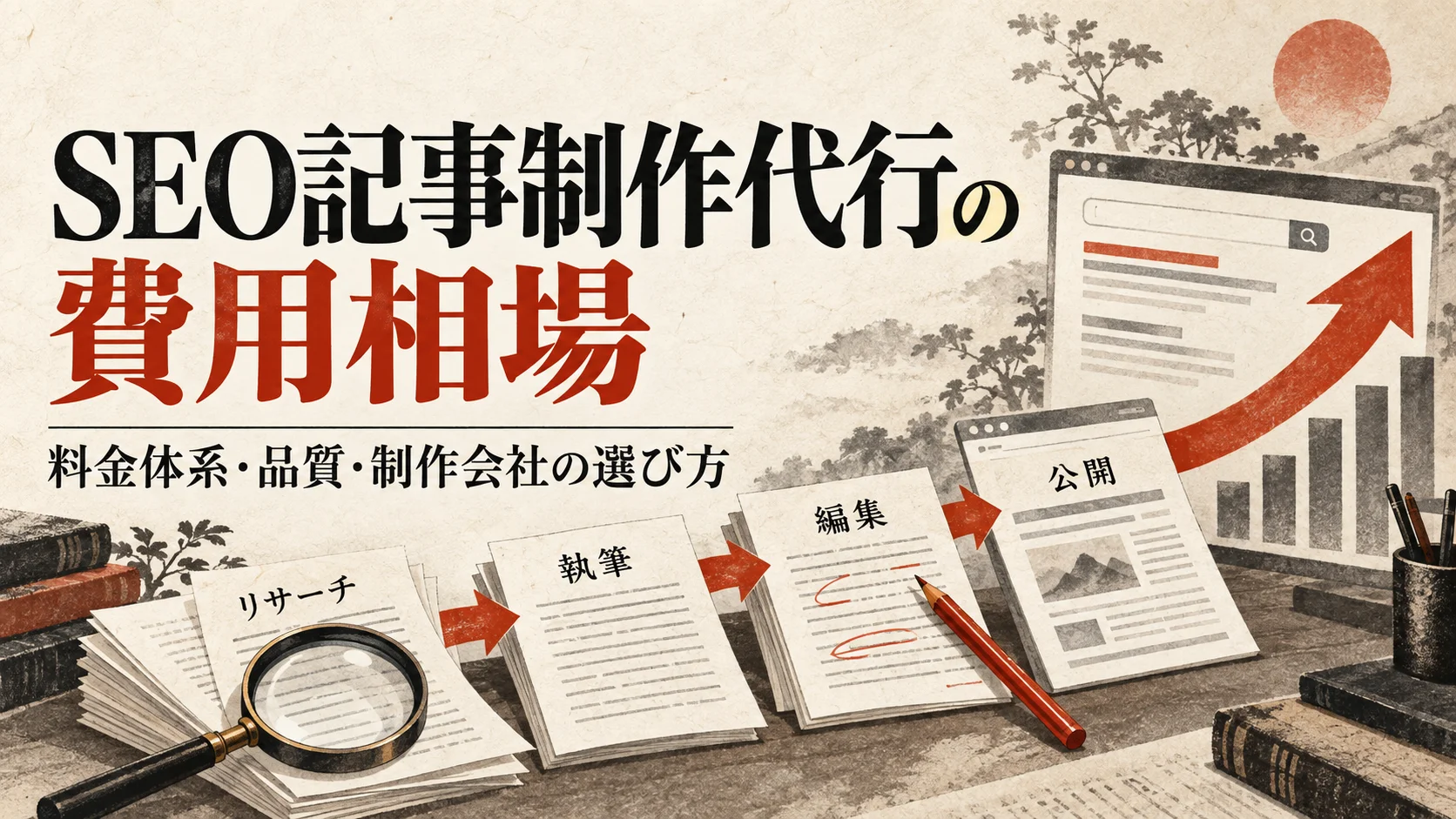 SEO記事制作代行の費用相場｜料金体系・品質・制作会社の選び方【2026年版】｜アイキャッチ