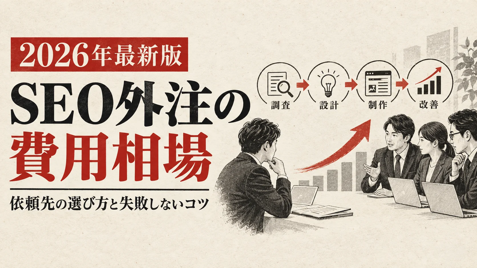 SEO外注の費用相場｜依頼先の選び方と失敗しないコツ｜アイキャッチ