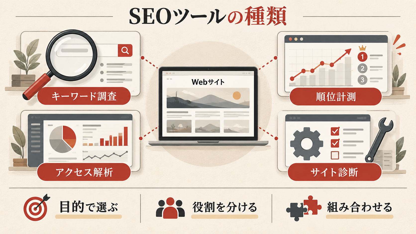 SEOツールの種類を整理した図解(達人ラボ)