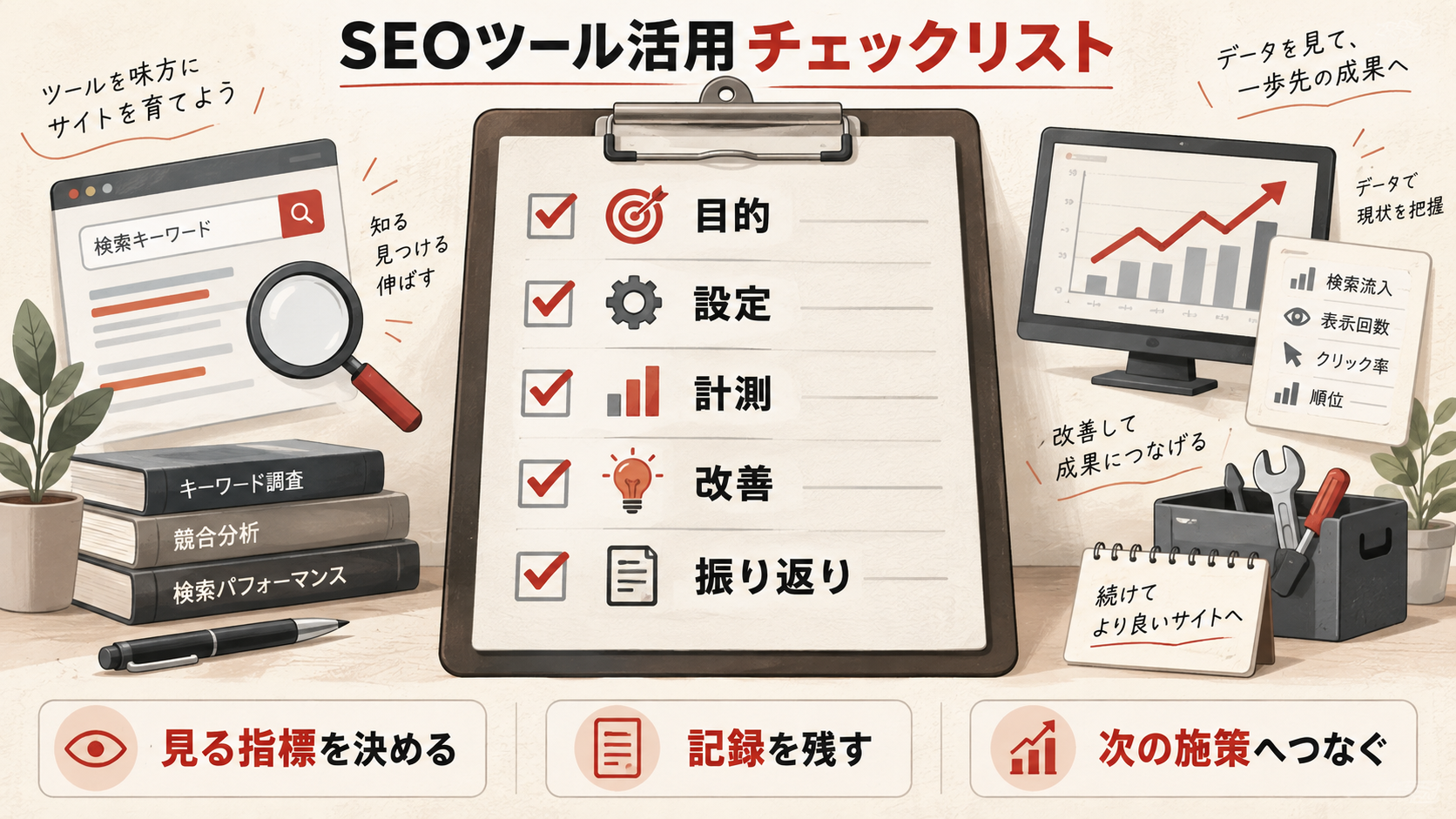 SEOツール活用チェックリストを整理した図解(達人ラボ)
