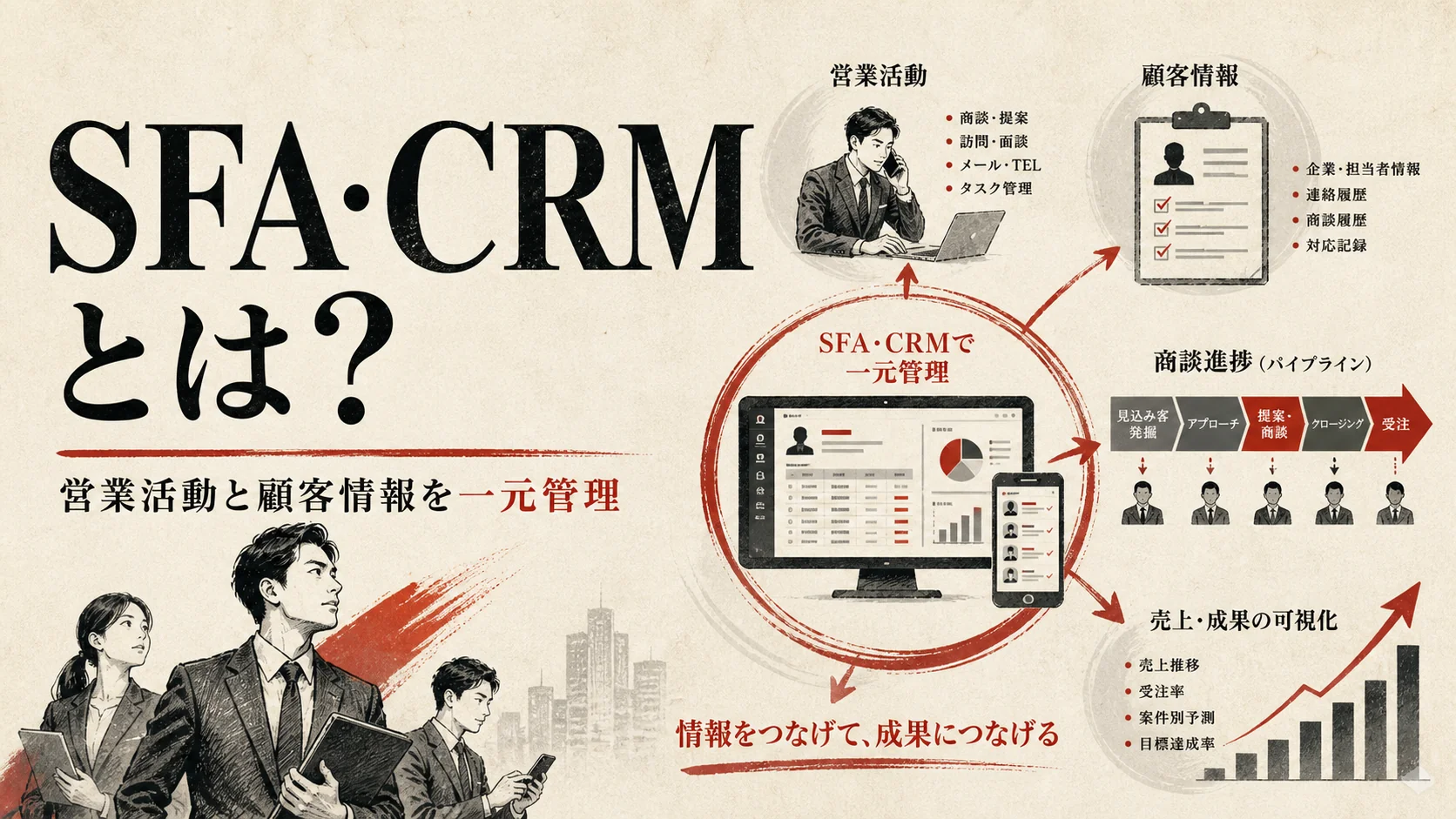 SFA・CRMとは｜違いと営業を効率化するツールの選び方｜アイキャッチ