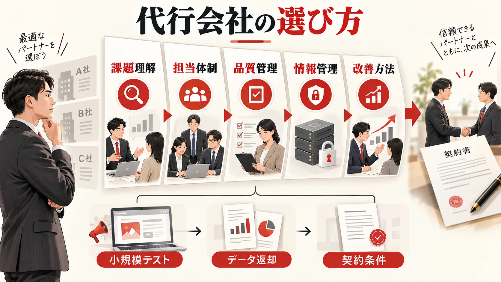 代行会社の選び方と契約前チェックの図解|達人ラボ