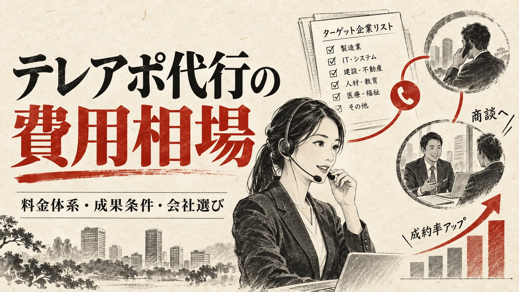 テレアポ代行の費用相場｜料金体系・成果条件・会社の選び方【2026年版】｜アイキャッチ