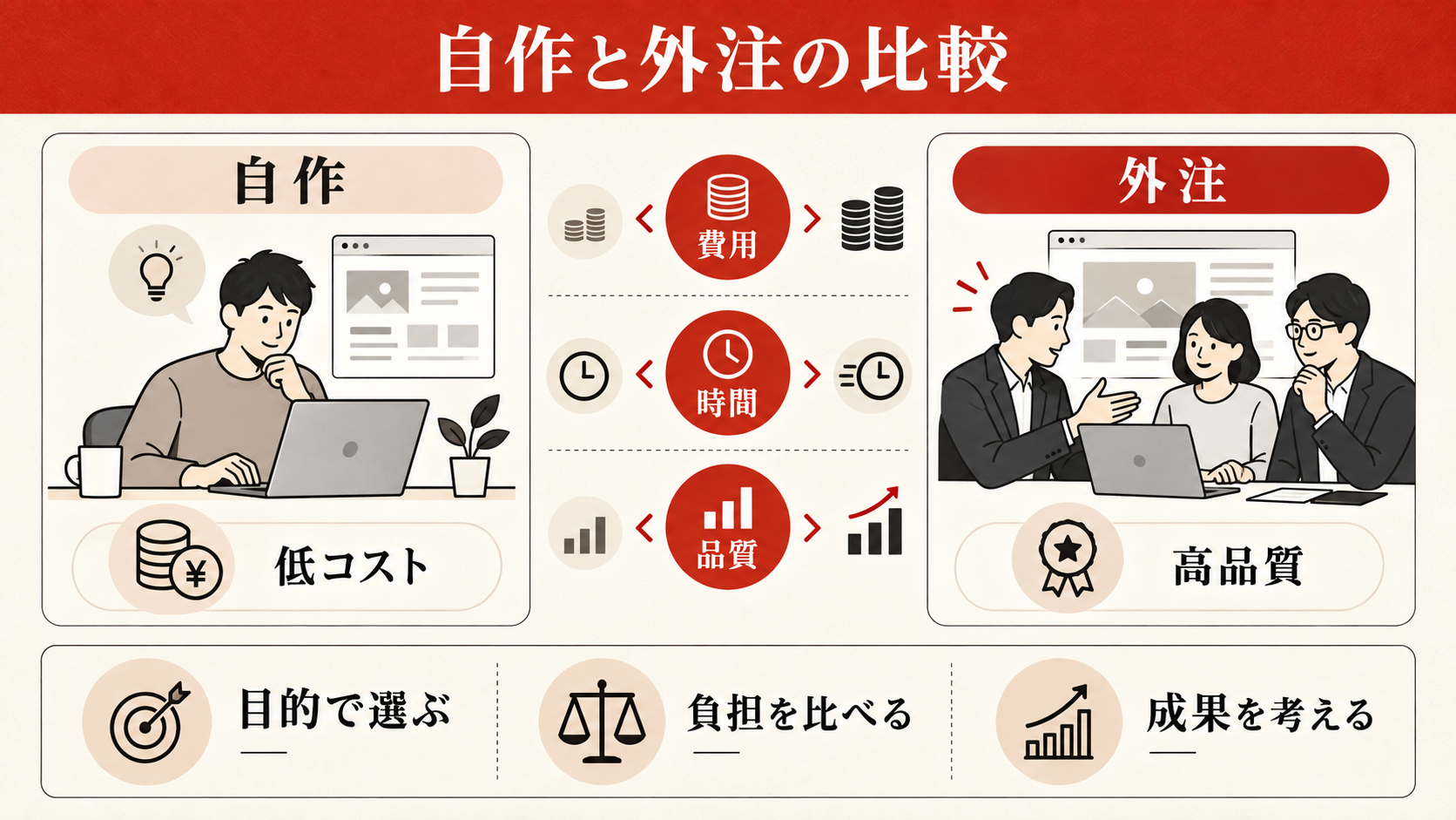 自作と外注の比較｜どちらを選ぶべきか