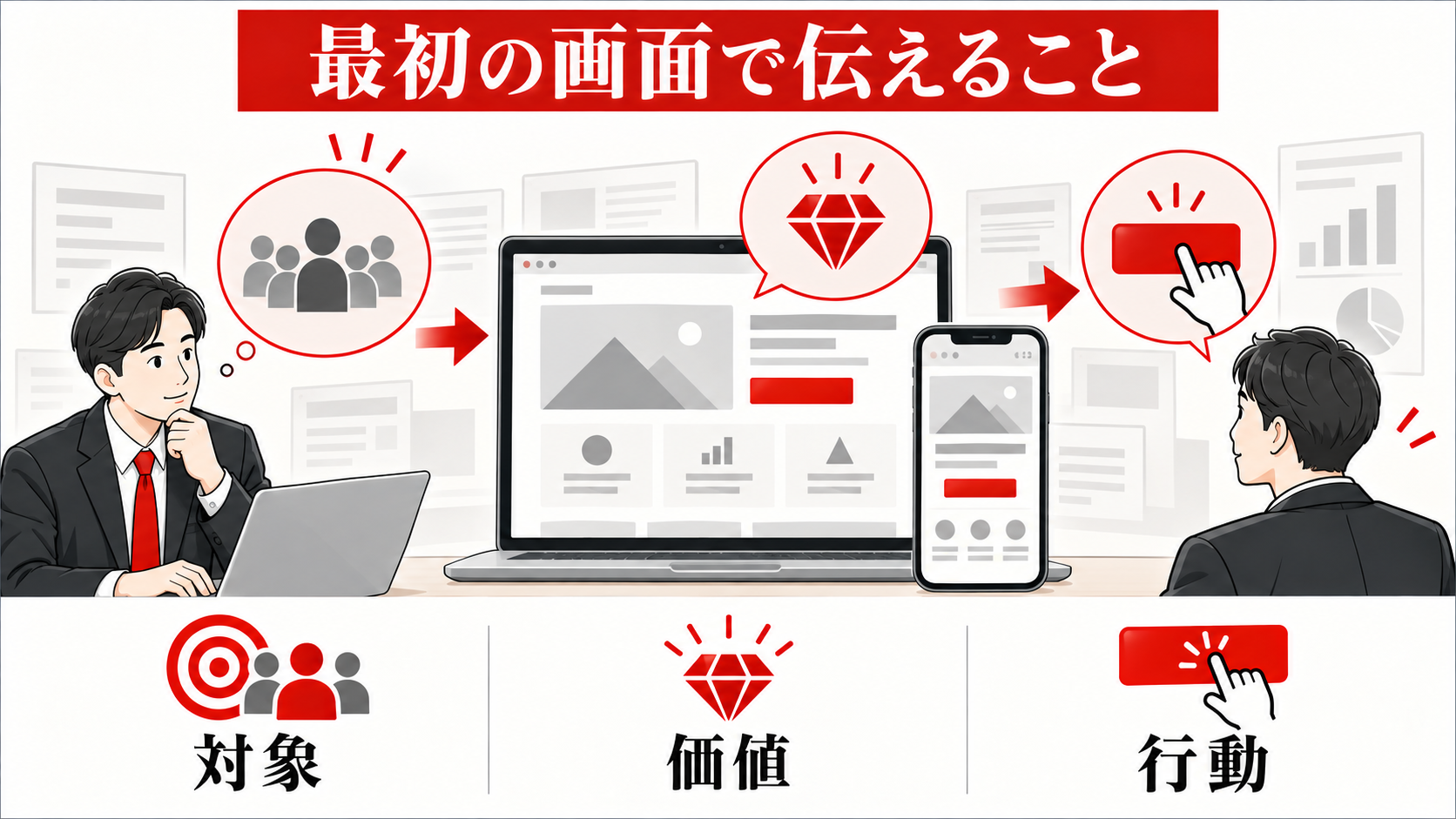 ホームページの問い合わせ率を上げる方法｜CVR改善チェックリスト｜first-viewの図解