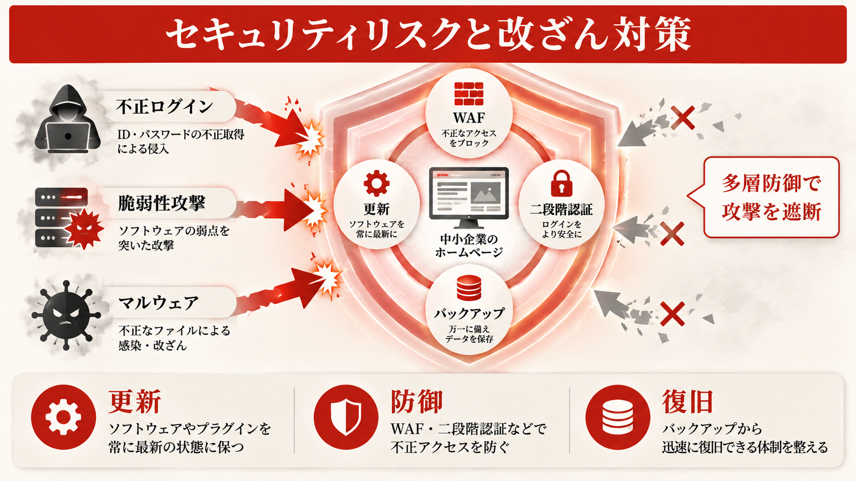 セキュリティリスクと改ざん対策：中小企業こそ狙われる理由を整理した図解（達人ラボ）
