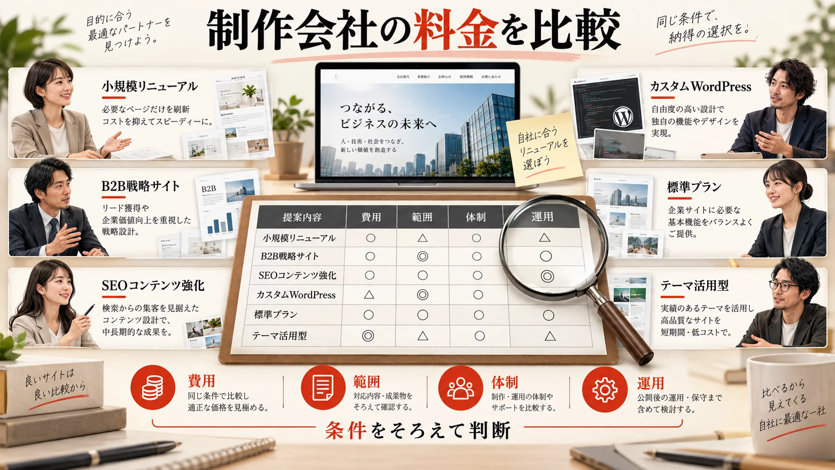 制作会社の公開料金を比較の図解|達人ラボ
