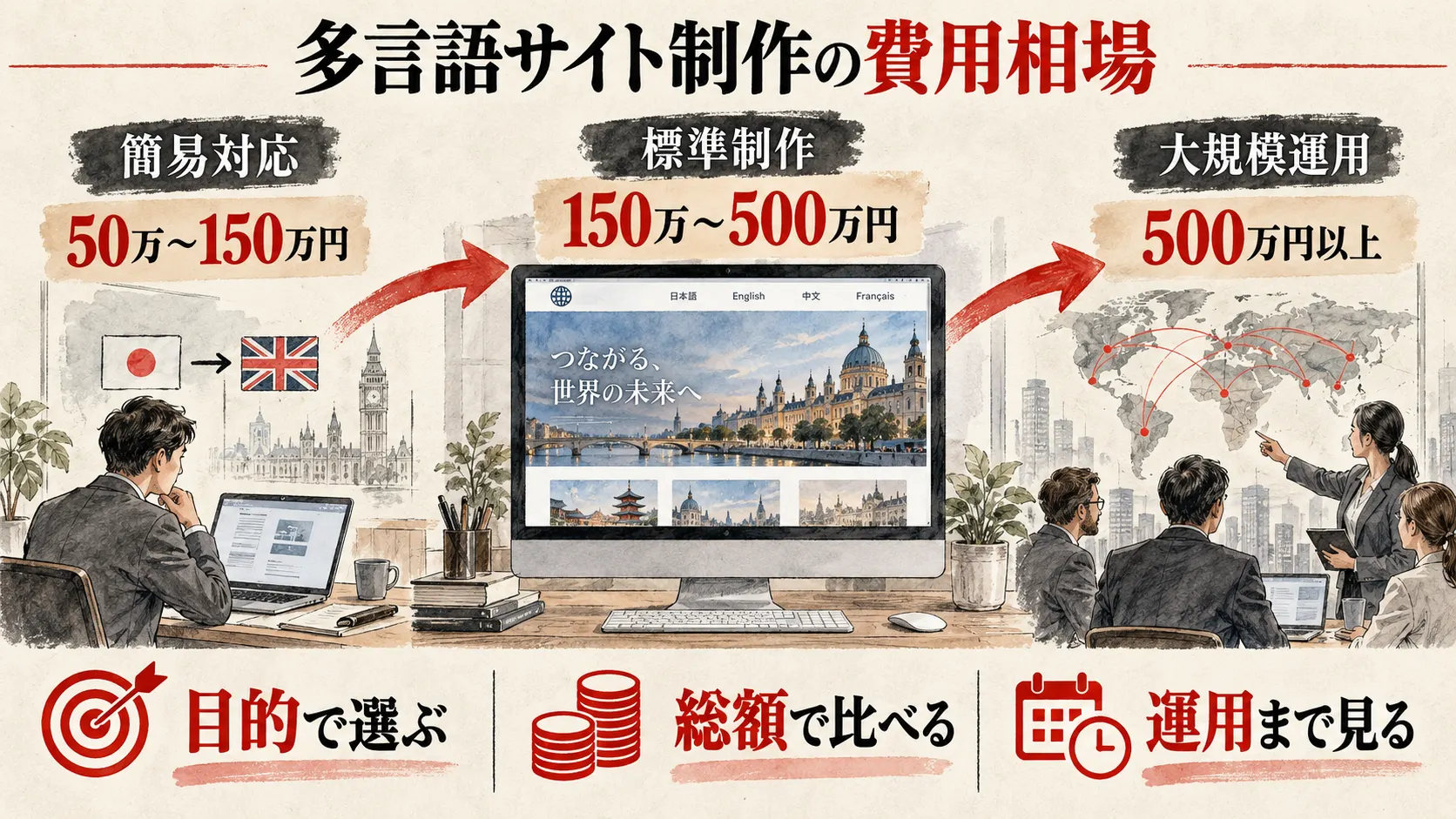 多言語サイト制作の費用相場の図解｜達人ラボ