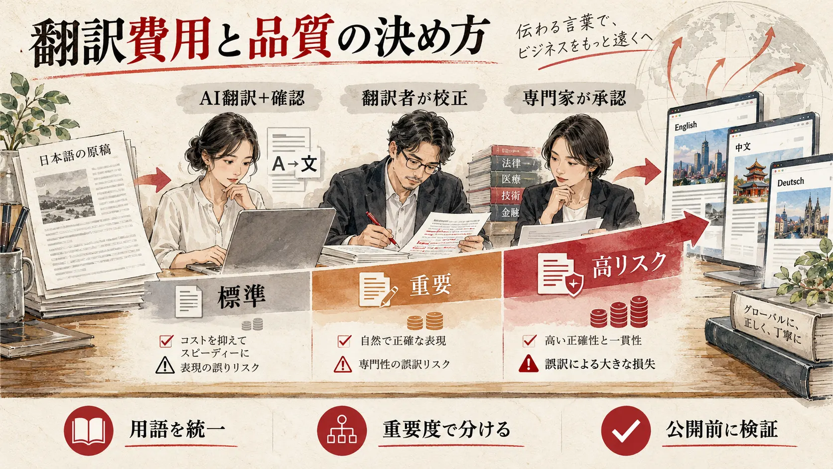 翻訳費用と品質の決め方の図解｜達人ラボ