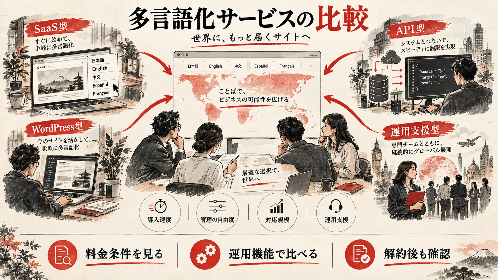 多言語化サービス・翻訳サービス比較の図解｜達人ラボ