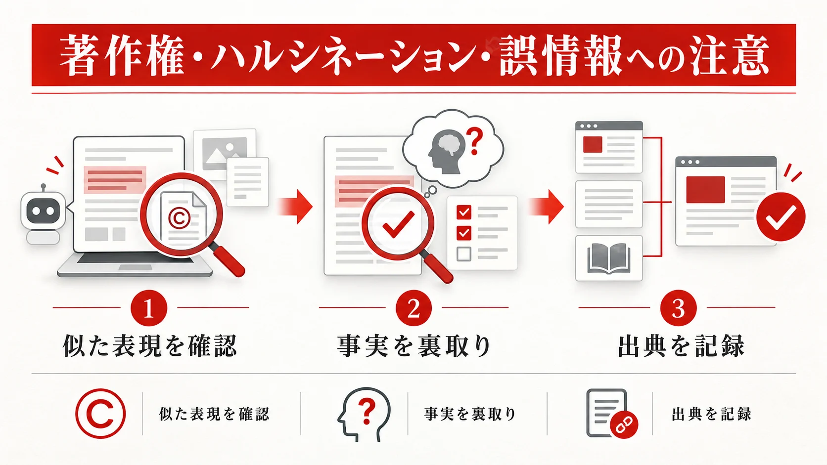 著作権・ハルシネーション・誤情報への注意