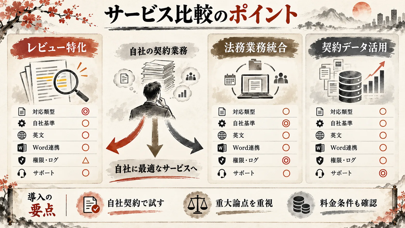 AI契約書レビューサービスの比較ポイント