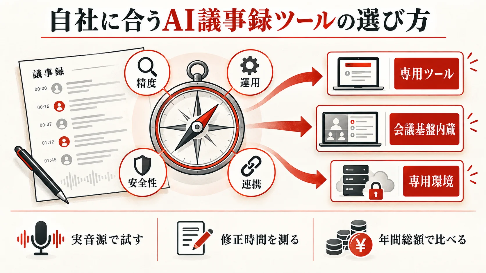 自社に合うAI議事録ツールの選び方の図解|達人ラボ