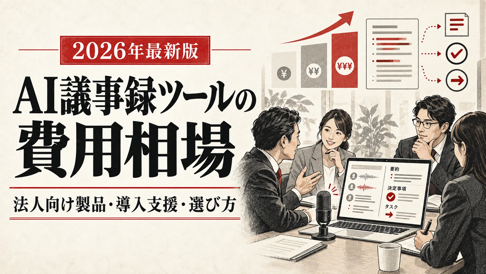AI議事録ツールの費用相場｜法人向け製品・導入支援・選び方【2026年版】