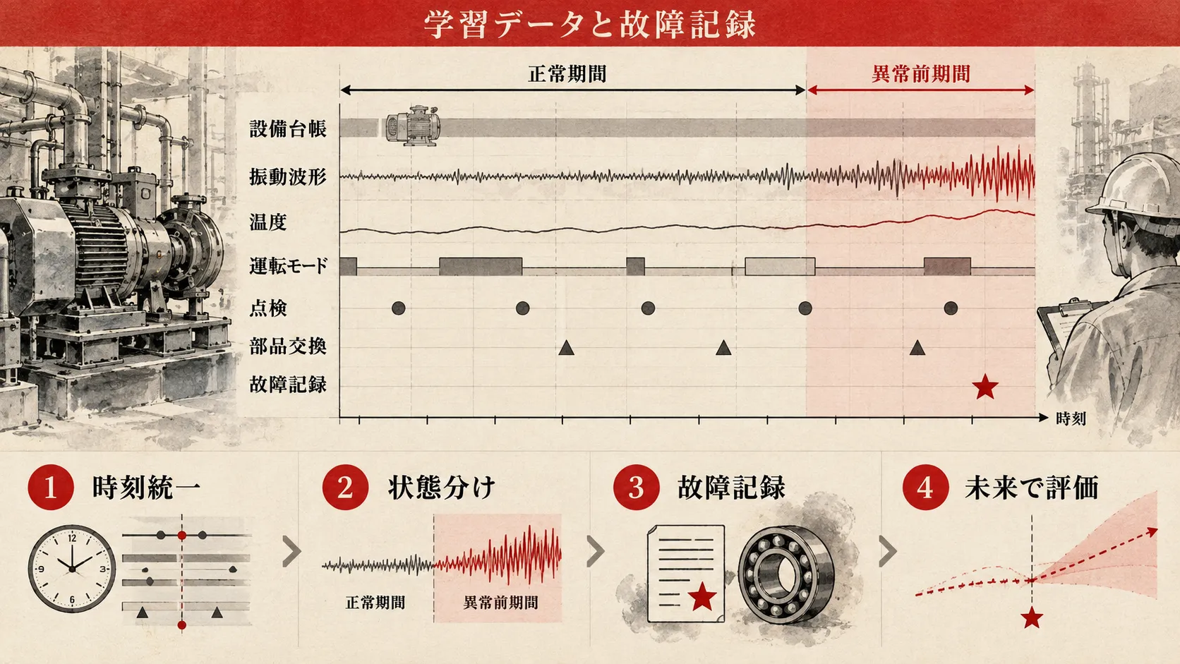 AI予知保全の学習データと故障記録