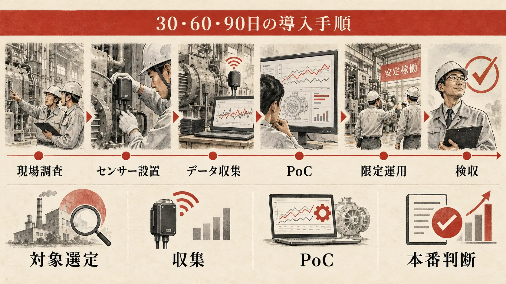 30日・60日・90日で進める予知保全導入