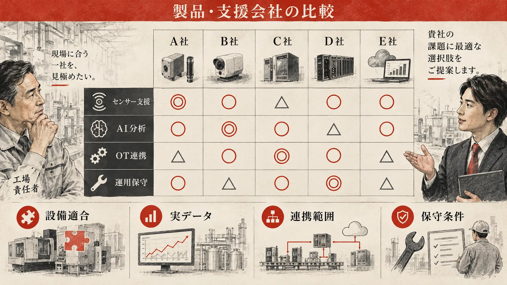 AI予知保全の製品・支援会社比較