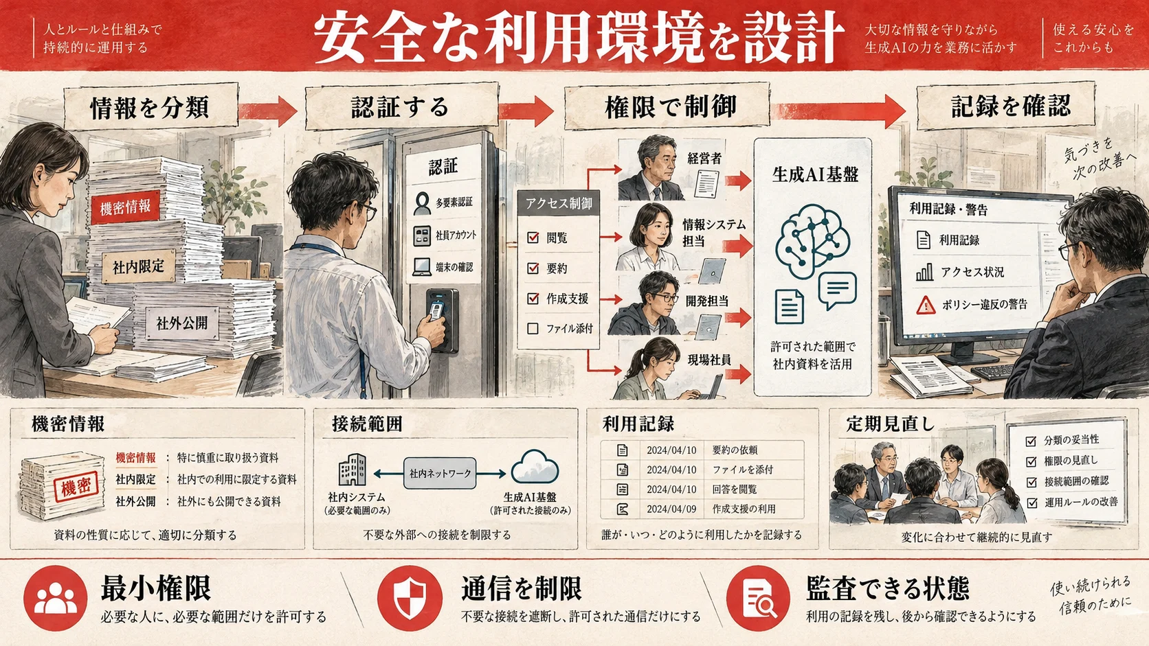 情報分類・認証・権限・利用記録による安全設計