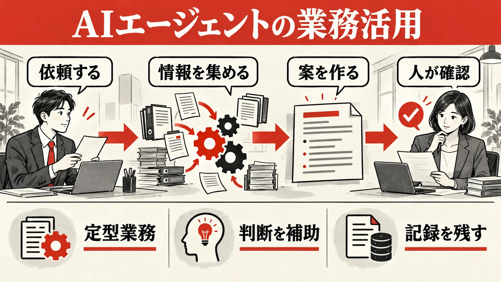 情報収集から下書きと人の確認までのAIエージェント活用