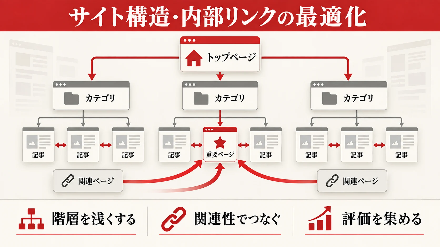 B. サイト構造・内部リンクの最適化（評価を重要ページに集める）