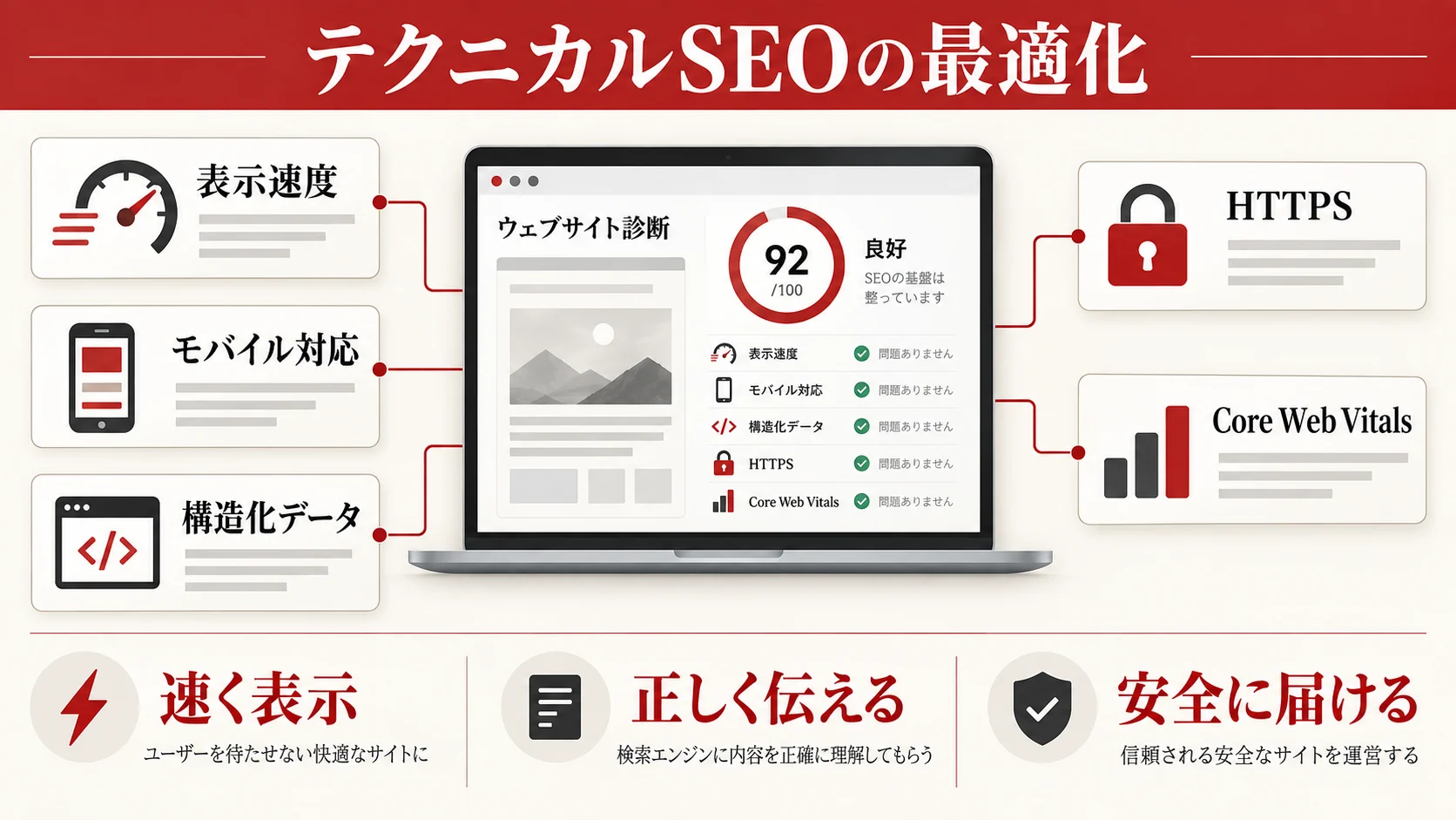 D. テクニカルSEOの最適化（表示速度・モバイル・構造化データ）