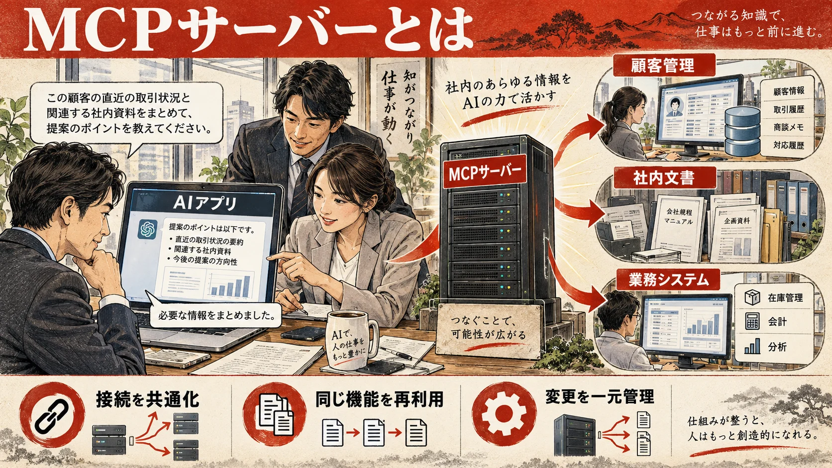 MCPサーバーを介してAIと社内データを接続する仕組み
