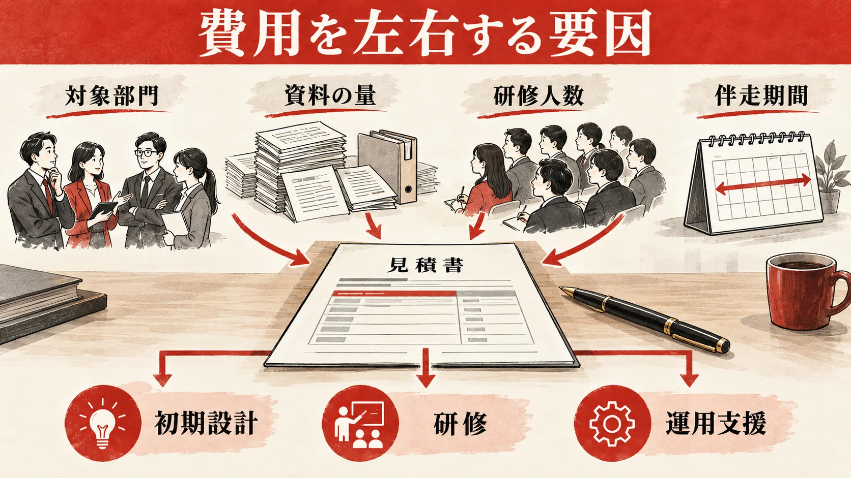 対象部門・資料量・研修人数・伴走期間で変わる導入支援費用