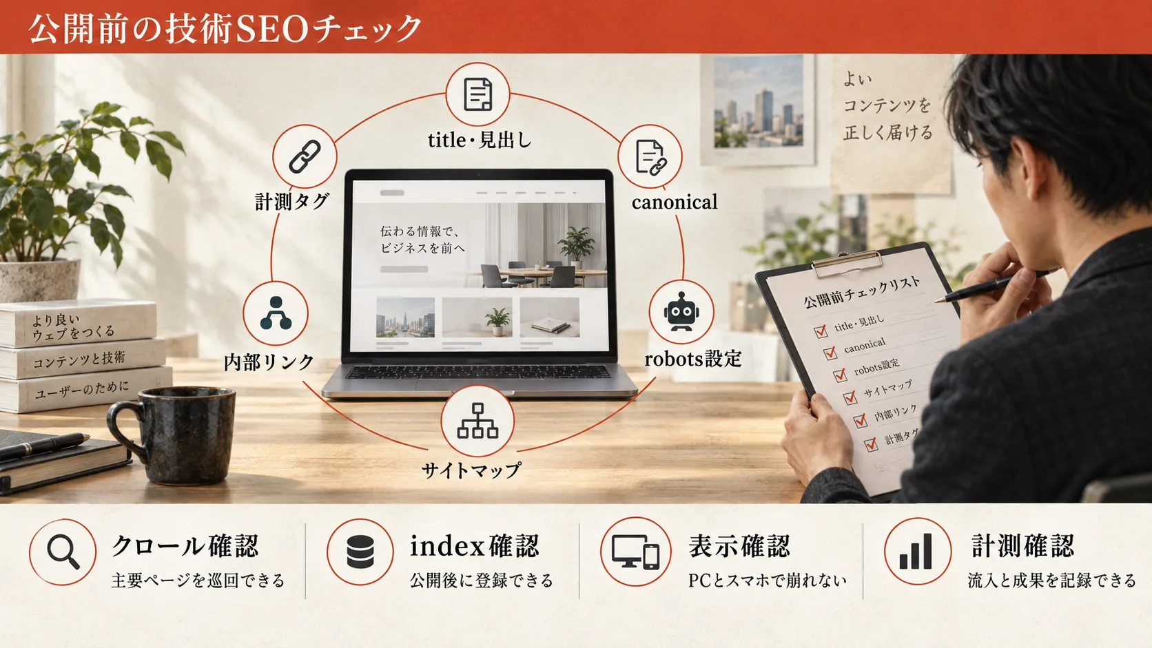 公開前に確認するcanonical・robots・サイトマップ・内部リンク